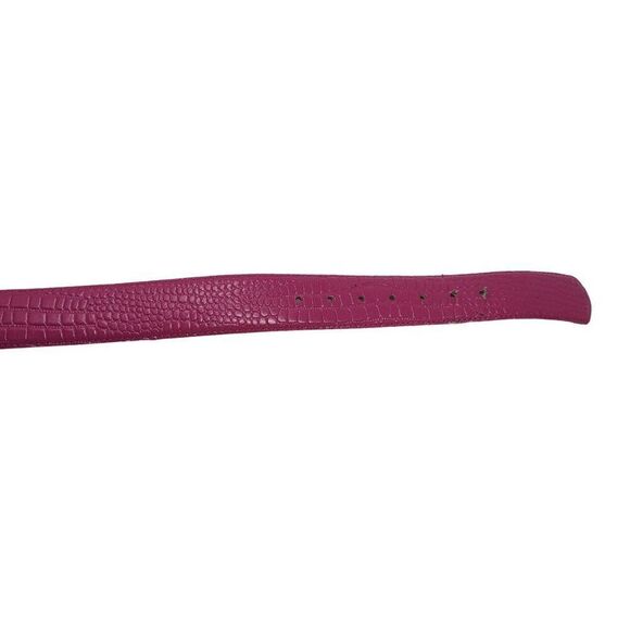 Vintage 80\'s Genuine Leather Belt L Fuchsia Hot‎ Pink Croc Embossed Barbiecore main image 11
